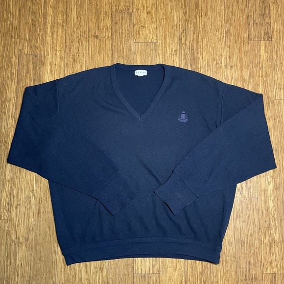 Vintage 80s Izod Lacoste V Neck Sweater Mens 6XL Long Sleeved Knit Pullover USA - Picture 1 of 7